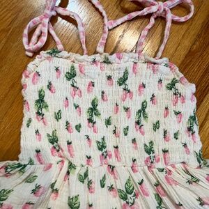 Sweet honey pink strawberry beach dress, size 8Y